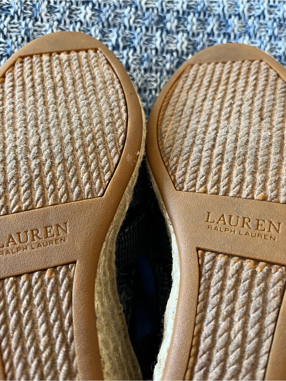 LAUREN Ralph Lauren Navy Woven Espadrille Slingback Flats with Natural Jute Toe - Picture 14 of 14